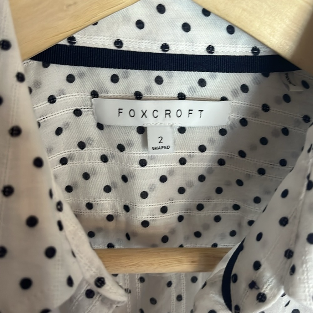 Foxcroft Semi-Sheer Polka Dot Button Down - Picture 2 of 5